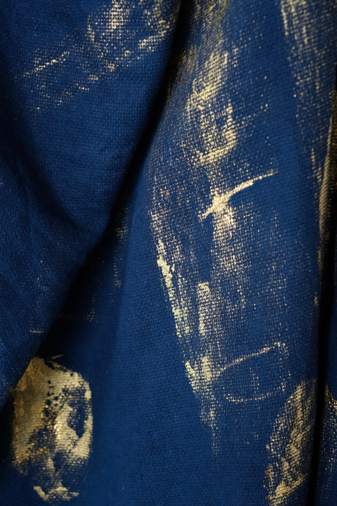 琉球藍 Big tuck onepiece (金箔風②)