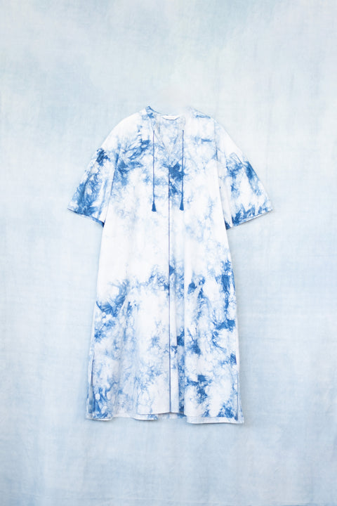 琉球藍 Stand collar onepiece /TYE-DYE