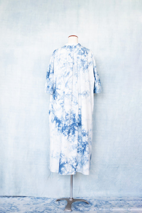 琉球藍 Stand collar onepiece /TYE-DYE