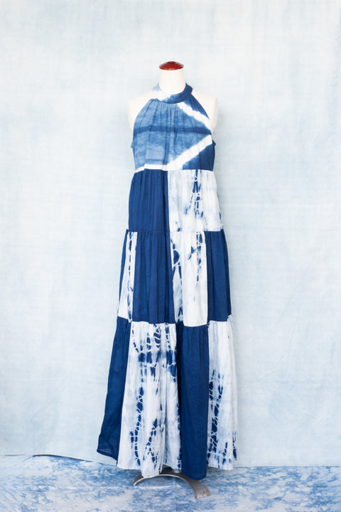 琉球藍ティアードワンピース (地柄③)
