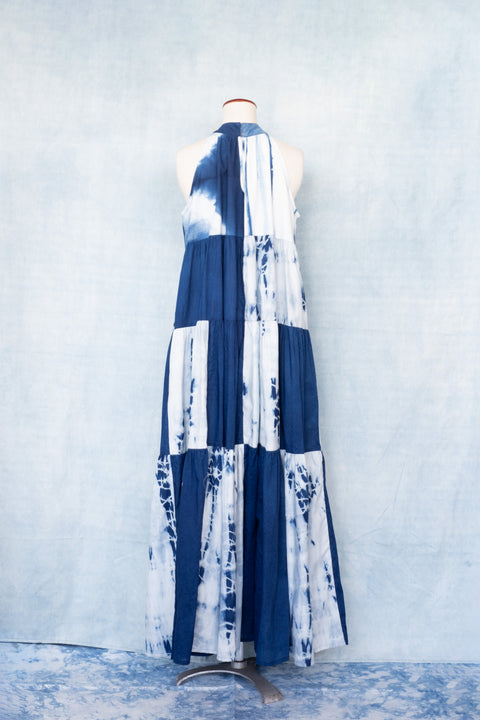琉球藍ティアードワンピース (地柄③)