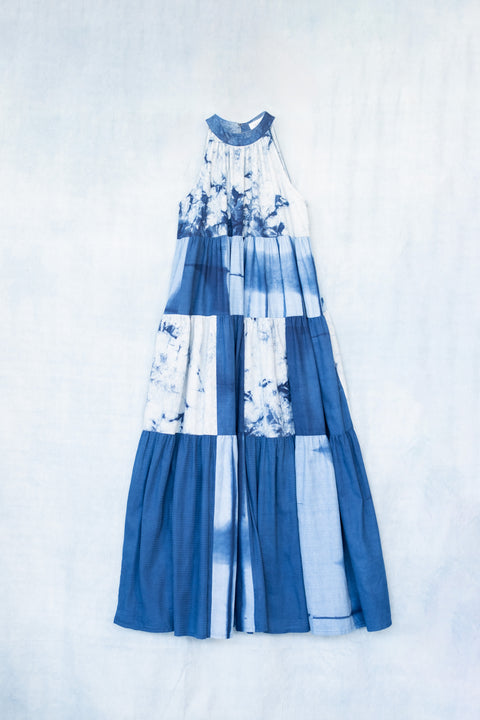 琉球藍ティアードワンピース (地柄⑤)