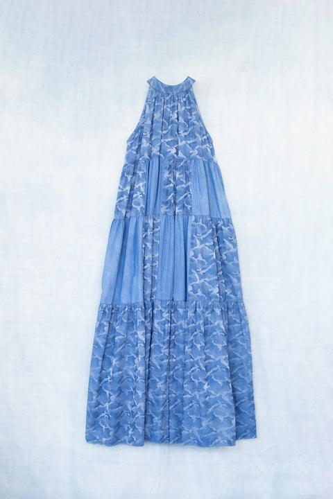 琉球藍ティアードワンピース (地柄⑨)