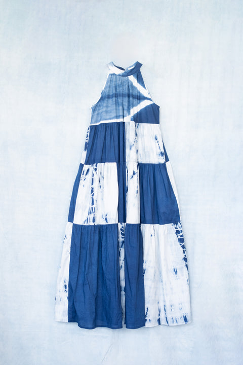 琉球藍ティアードワンピース (地柄③)