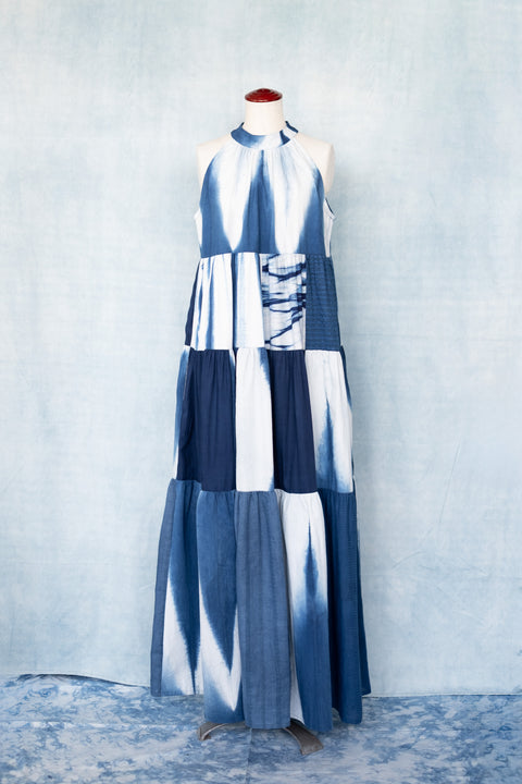 琉球藍ティアードワンピース (地柄④)