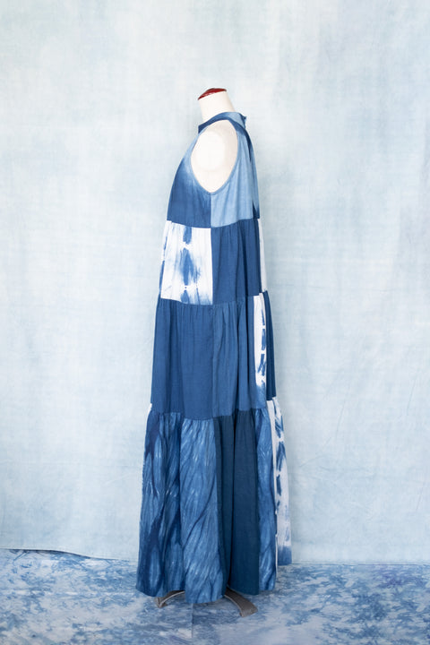 琉球藍ティアードワンピース (地柄⑦)