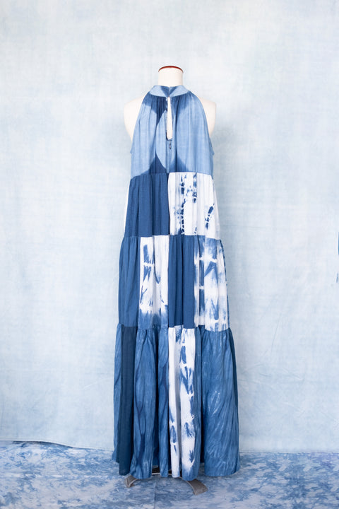 琉球藍ティアードワンピース (地柄⑦)