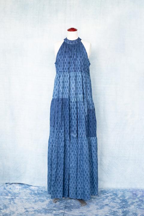 琉球藍ティアードワンピース (地柄⑧)