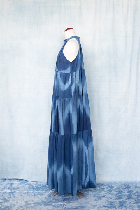 琉球藍ティアードワンピース (地柄⑥)