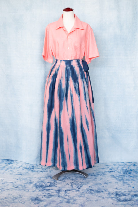 琉球藍ピンタックスカート (カラーリネン)