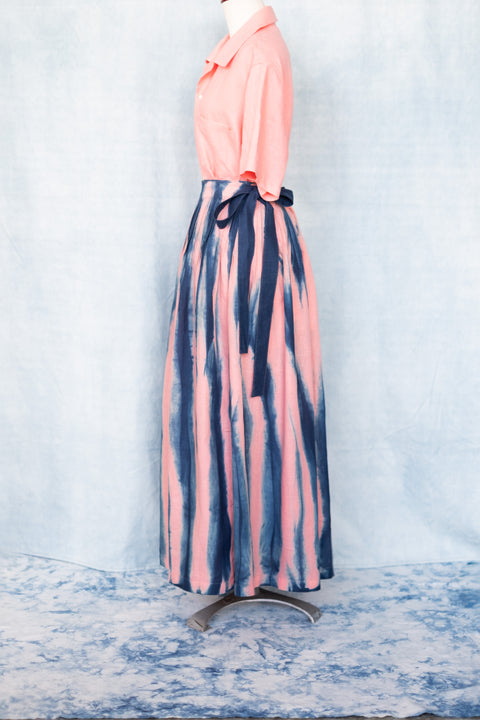 琉球藍ピンタックスカート (カラーリネン)